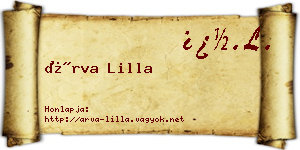 Árva Lilla névjegykártya
